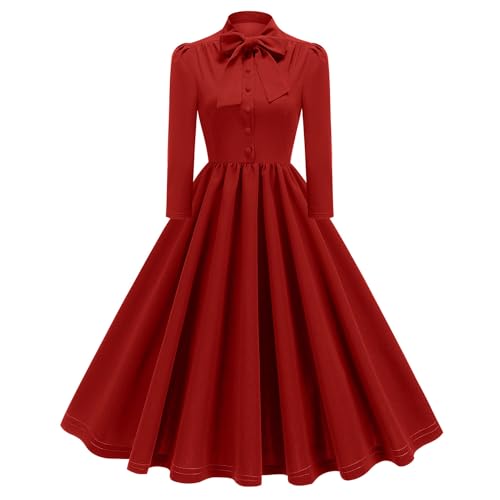 Robe vintage des années 1950 style rockabilly avec cravate et boutons rétro