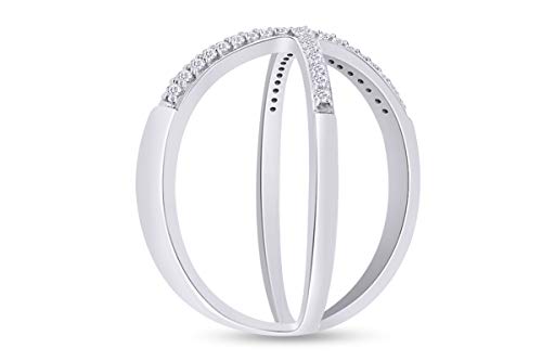 AFFY Round Cut White Natural Diamond Criss Cross X Anniversary Ring In 14k Gold Plated 925 Sterling Silver (Clarity : I2-I3, Color : I-J, 0.26 Carat Cttw)4
