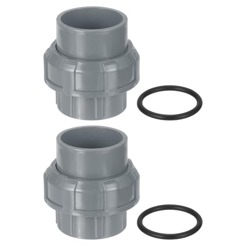 QUARKZMAN 2Pcs 50mm Adaptador de Unión de Tubería de PVC, Acoplador de Unión Deslizante de PVC con Anillo en O, Conexión de Puerto de Enchufe Deslizante para Piscinas (Gris)