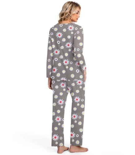 Image of ENJOYNIGHT Womens Pajama Set Cotton Pjs Long Sleeve Sleepwear with Pockets