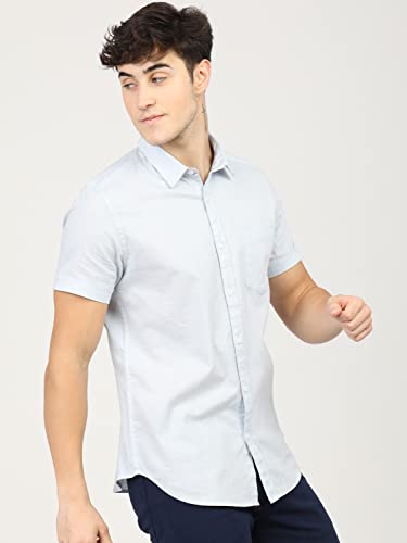 Image of Ketch Men's Cotton Slim Fit Solid Half Sleeve Shirt