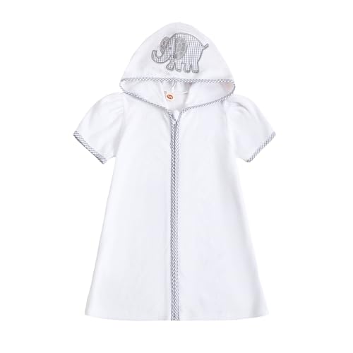 Image of Baby Girls Boys Terry Cloth Swim Cover Up Zip Up Hooded Bathing Suit Coverup Wraps Kid Summer Pool Beach Swimsuit