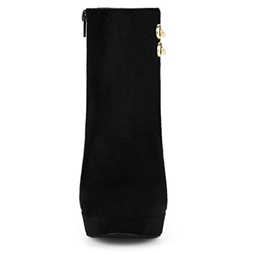 Allegra K Women's Round Toe Chunky High Heel Platform Ankle Boots3