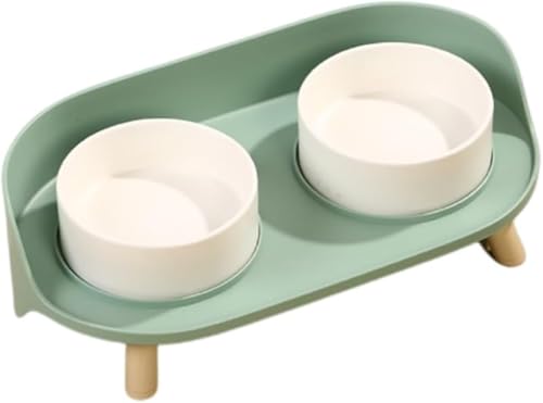 AOBOPO ペットボウルスタンドセット 陶器(セラミック)製 脚付き食器台 猫用・中小型犬用 水飲みボウル + フードボウルセット かわいいデザイン ペット用品 給水器兼用 食器台付き 安定性高 衛生的 家庭用ペット食器セット