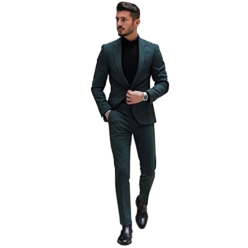 Men 2 Pieces Slim Fit Blazer Dinner Prom Grooms Tuxedo Wedding Wear Suit Jacket Pants
