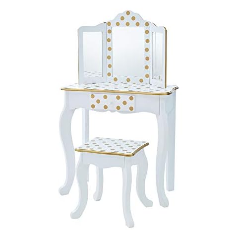 Teamson Kids Vanity Set with Mirror and Storage Drawer Cover