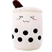 Boba pluszowa poduszka, miękka, realistyczna poduszka z mlekiem Bubble Pearl Milk Tea, pluszowa poduszka na oparcie, prezent (białe oczy o małych oczach, 35 cm)