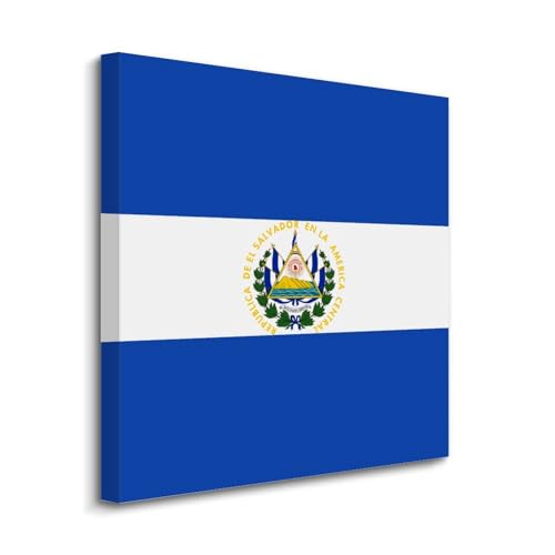 Lienzo de la bandera de El Salvador de 20x20 para decorar tu sala o cocina