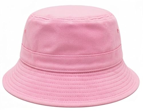 Premium Cotton Bucket Hat Adjustable Size Lightweight Sun Hat for Men & Women Outdoor Summer Travel & Beach (US Alpha One Size Pink Powder)