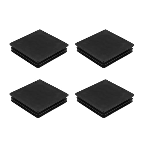 Image of uxcell 4Pcs Square Plastic Plugs, 100 x 100mm /3.94 x 3.94inch PE Pipe Tubing End Caps for 83-97mm /3.27-3.82inch Square Tube Furniture Chair Leg, Black