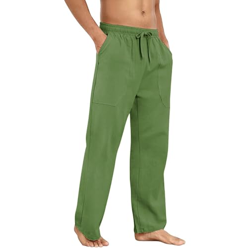 Men's Casual Drawstring Beach Pants Men Baggy Drawstring Linen Loose Fit Pants Mens Casual Linen Trousers4