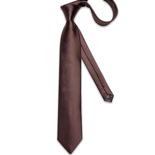 Image of DiBanGu Mens Silk Necktie Solid Color Tie and Pocket Square Cufflink Tie Clip Set Woven Plain Ties for Men Wedding Party