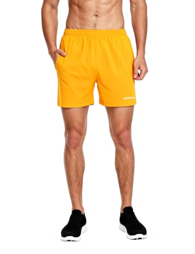 Image of EZRUN Men's 5 Inches Running Workout Shorts Quick Dry Lightweight Athletic Shorts with Liner Zipper Pockets