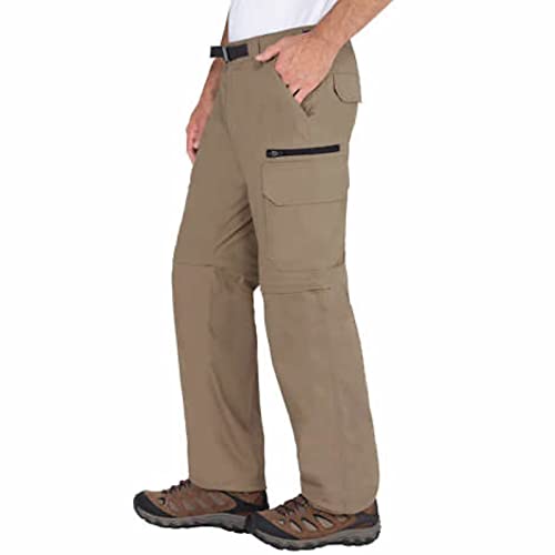 Men’s Convertible Cargo Pant with Stretch, Relaxed Fit (XL x 32L, Khaki)3