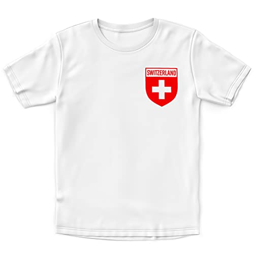 Image of Switzerland Football Shirt Kids - Boys Switzerland Badge Retro T Shirt - Football Country European 2024 Supporters Gifts For Kids - 2024 Swiss Tournament Footy Soccer Top, 1-2 Years, White