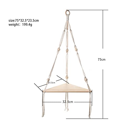 Étagère suspendue macramé bois étagère murale corde suspendue - 4