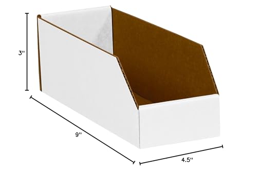 Image of Box USA BBINBIN39 Open Top Bin Boxes, 3 inch x 9 inch x 4-1 /2 inch, Oyster White (Pack of 50)