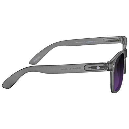 Men's Polarized Leonard Rectangle Sunglasses 100% UV Protected Matte Dark Grey Purple Mirror3