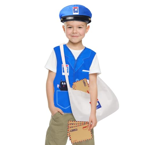 Disfraz infantil de cartero con gorra y bolso miniatura 5