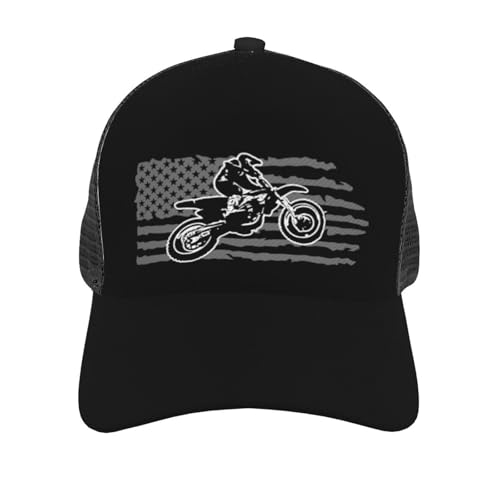 Dirt Bike Motocross Supercross USA Flag Mesh Baseball Cap - Classic Adjustable Peak Cap, Trucker Hat for Men & Women2