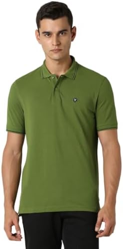 Van Heusen Men's Cotton Solid Regular Fit Collar Polo T-Shirt