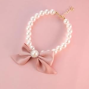   Pet-Pink-Pearl-Necklace-Diamond-Crystal-Cats-Collar-Kitten-Puppy-Jewelry-Collar-for-Puppy-Pets-Collar-Accessories-Decorative-Dog-Leash-Pet-Jewelry-for-Small-DogsHarnesses-and-LeashesM-25-31cm