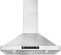 EVERKITCH Wall Mounted Range Hood 30inch, with 800CFM Powerful Yet Quiet DC Motor, Stainless Steel Permanent Filters, LED lamps