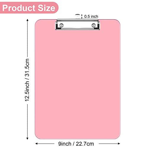 Rimilak-Plastic-Clipboards-with-Low-Profile-Metal-Clip-Translucent-Clip-Board-125-x-9-Inch-Letter-Size-Office-Supply-back-to-school-Pink