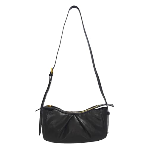 Leather Shoulder Bags Women Genuine Leather Handbags satchel bags Crossbody Bag for Women Black Pleated Leather Shoulder Bag
