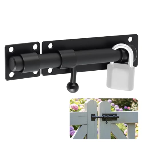 CleaZeny 160mm Black 304 Stainless Steel Gate Latch with Lock Hole