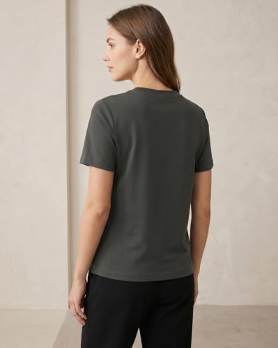 Image of NOBERO 100% Cotton T-Shirts for Women Stylish | Regular Fit | Solid T Shirts for Women 180 GSM Combed Cotton | Crew Neck Half Sleeve