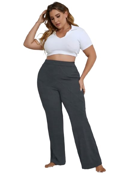 Image of Fashion Plus PlointTrandy Textured Trousers for Women | Women Loose Fit Trousers | Women's High-Waisted Pant | Women Trousers Pants | Korean