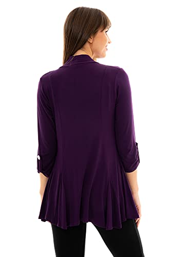 Image of Loxdonz Women's Open Front Cardigans Casual 3 /4 Sleeve Cardigan Soft Lightweight Top