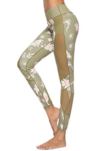 Mint Lilac Women's High Waist Printed Workout Yoga Leggings Athletic Tummy Control Casual