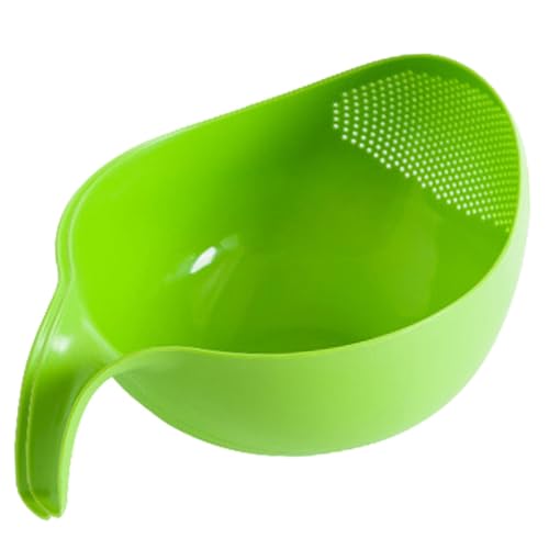 Cuenco de lavado de arroz, escurridor de arroz de seguridad con filtro lateral inclinado, base inclinada, agarre ergonómico, apto para lavavajillas, colador de cocina multifuncional para arroz