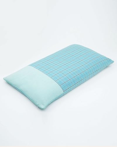 EDMILE Buckwheat Hull Bed Pillow, Buckwheat Hulls Pillow Filling for Neck and Lower Back Support, Ergonomic for All Sleeping Positions, Flat Pillow for Bed and Sofa Use, 20x12 Inch, Blue