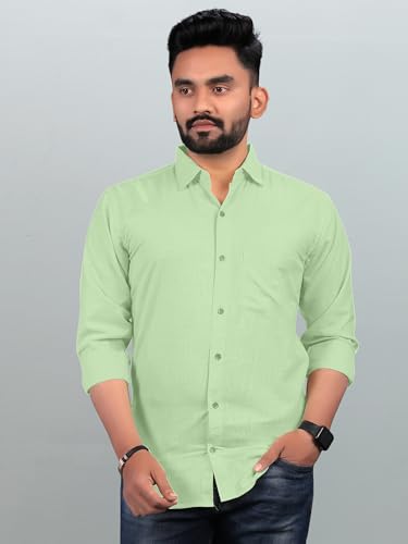 Image of Men Regular Fit Solid Spread Collar Casual Shirt