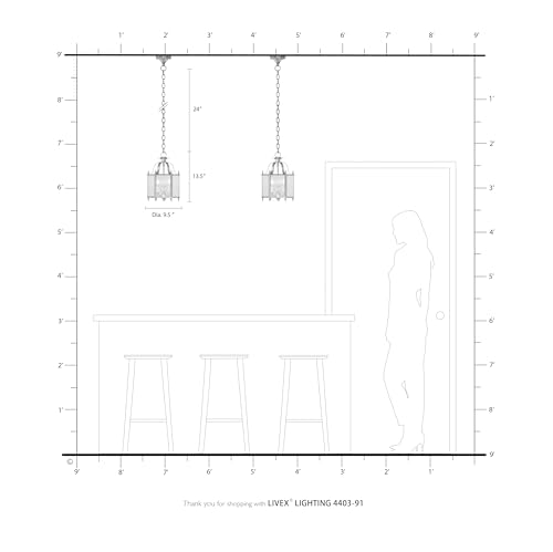 Livex Lighting 4403-91 Home Basics 3 Light Brushed Nickel Hanging Lantern or Flush Mount Chandelier with Clear Beveled Glass by Livex - Image 9