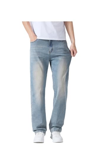 Men's Printed Casual Jeans Summer Thin Multi-Pocket Business Loose Pants