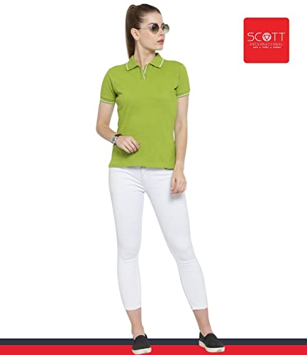 Image of Scott International Women's Regular Fit 100% Pure Organic Cotton Polo T-Shirt | Womens Polo Collar Neck T-Shirt | Cotton Plain Polo Neck Half Sleeve T-Shirt | Tshirts for Women
