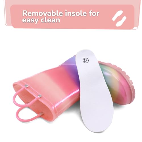 K Komforme Girls Boys Rain Boots Waterproof With Easy On Handles For Toddler/Little Kid/Big Kid thumb #4