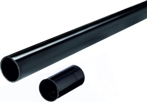 PVC Installationsrohr M16, 15 Meter Kabelrohr starr + 14x Muffen, Ø 16mm für Aufputzinstallation, Härtedruck 320N, Schwarz