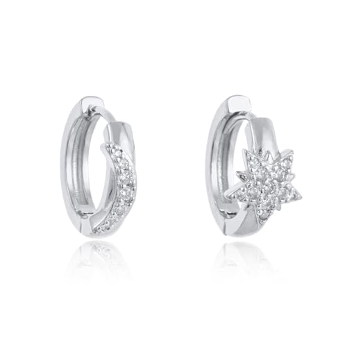 Star Drop Dangle Earrings, Rhinestone Double Star Design, Silver, Lightweight Festival Party Jewelry