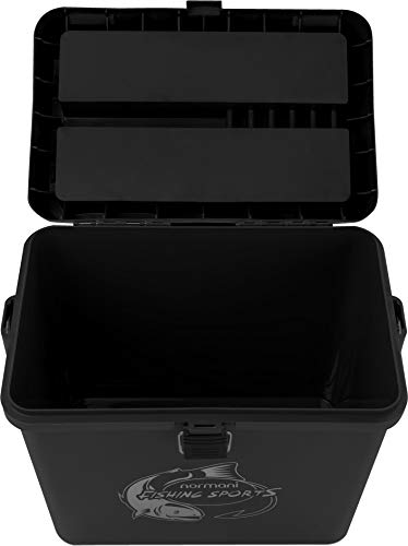 Foto von Sitzkiepe Angelobox Angel-Sitzbox Angelrucksack Angeltasche Angelkoffer Angler-Gerätekasten mit 4 Tackle Boxen Farbe Dunkelschwarz