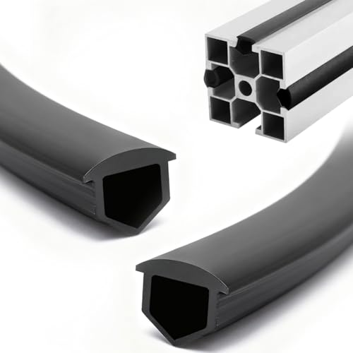 Aluprofil Kantenstreifen 12m Aluprofil Staubschutz 30x30, 40x40 Nut 8 Aluprofil Zubehör, Weiche PVC Abdeckungs für Item Profil 30/40 V Type Slot T Type Slot 3D Drucker (12m, Schwarz)