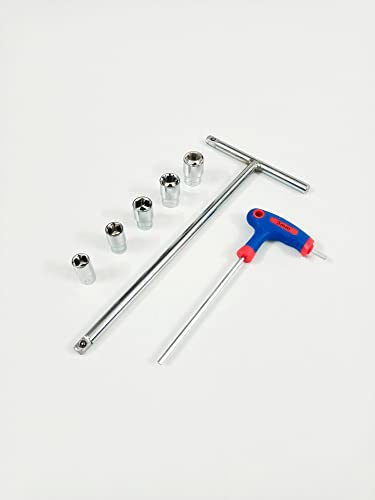 Image of 1 /4 inch Drive T-Handle with 8mm, 9mm, 10mm, 11mm and 12mm hex socket and 3mm Hex Allen Key, Anti-Slip & Anti-Corrosion properties (Combo 12)