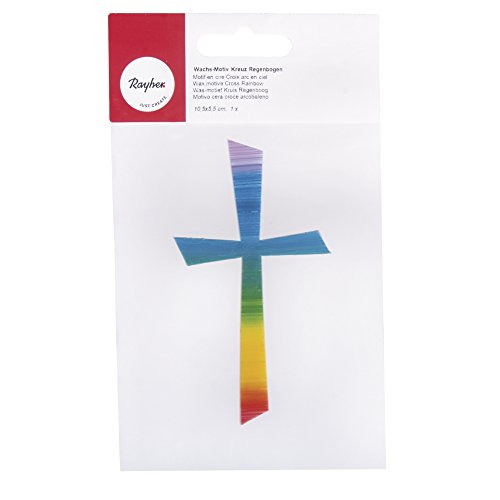 RAYHER HOBBY Rayher Wachsmotiv Kreuz, Regenbogen, 10,5 x 5,5 cm, 1 Stück, zum Kerzen verzieren, Verzierwachs für z.B. Taufkerze, Kommunionkerze, 31499000 - Image 4