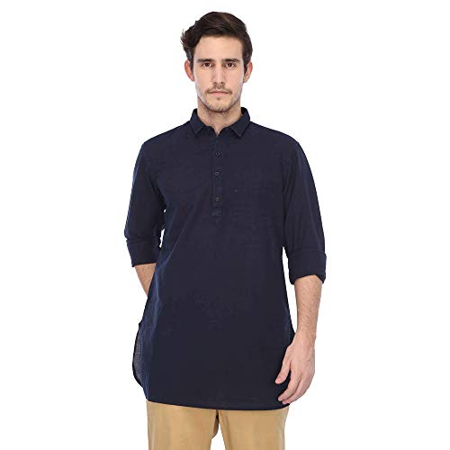 Image of Ethnix by Raymond Men's Cotton Kurta (RTHA00095-B9 Fancy Blue 108)