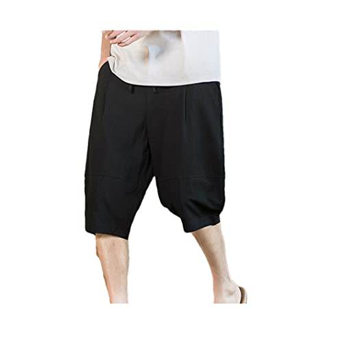 Short coton et lin respirant contre la chaleur short ample homme noir 5XL