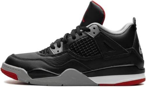 Little Kid's Jordan 4 "Bred Reimagined" Pre-School PS Black/Fire Red-Cement Grey (BQ7669-006), Nero/Rosso Fuoco - Grigio cemento, 3 Little Kid